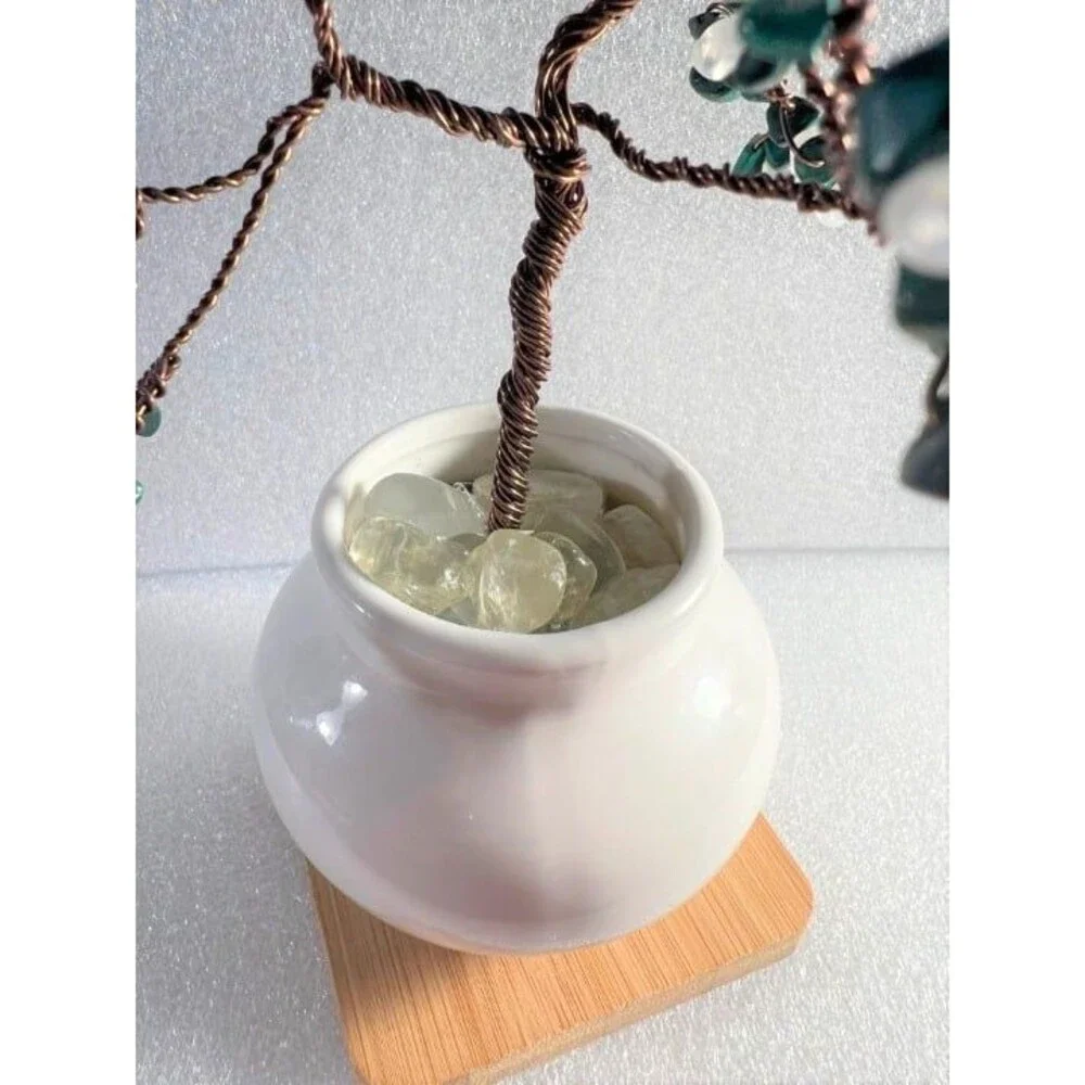 Beautiful Genuine Moonstone & Malachite Gemstone Tree